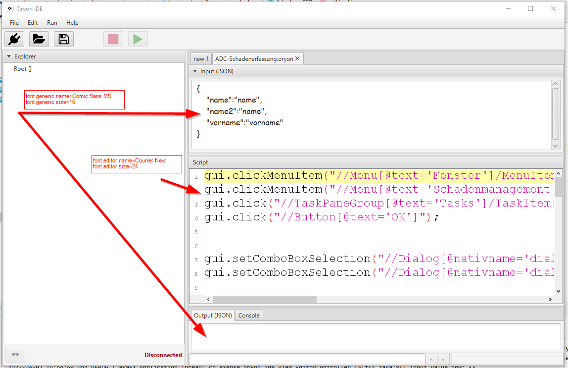 Customizing fonts in the Oryon IDE
