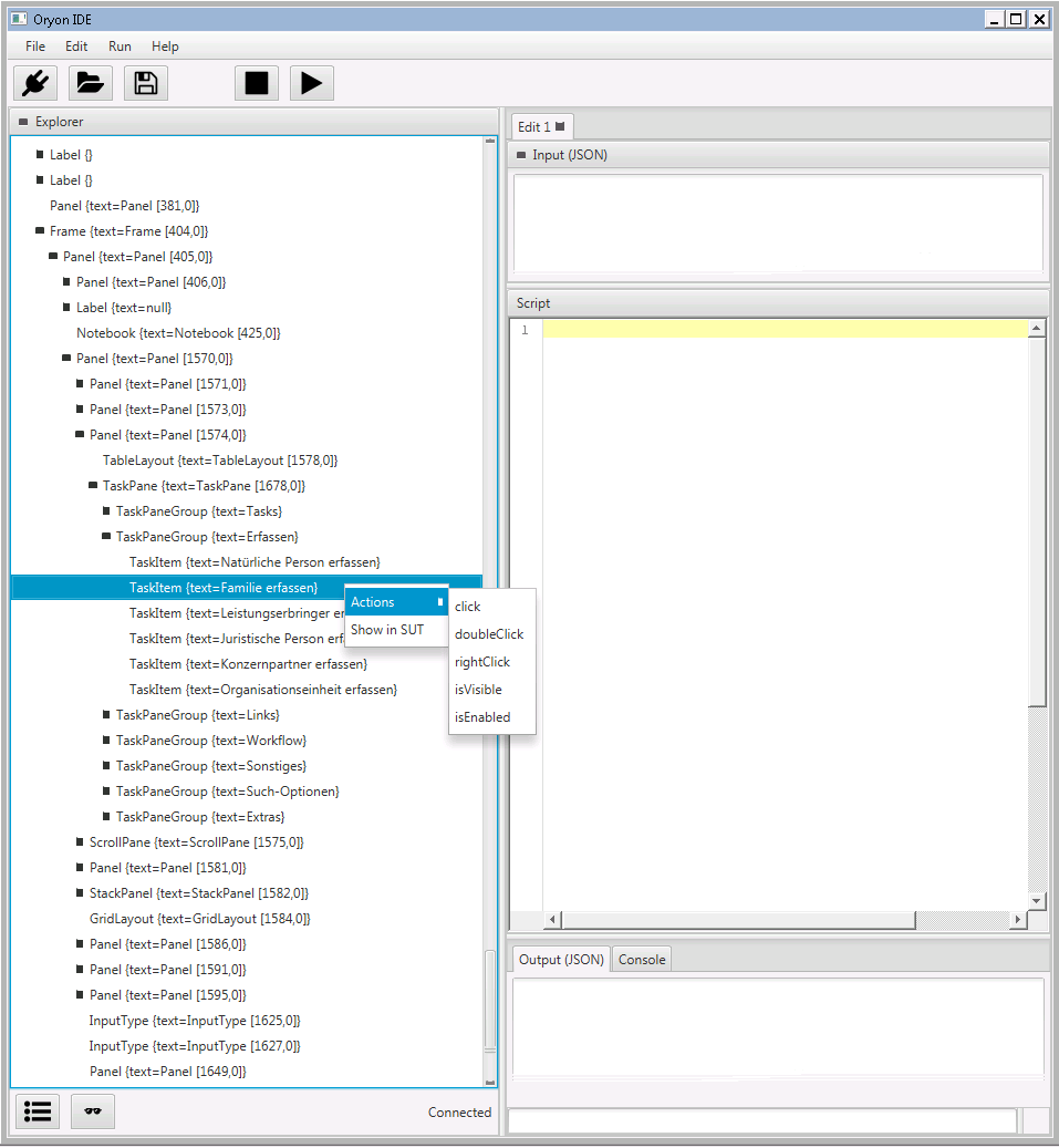 Interacting with the Oryon component tree