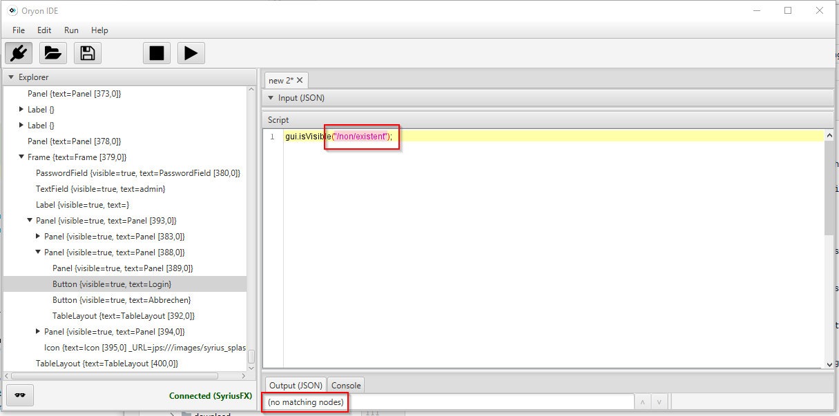 An XPath with no matching UI components
